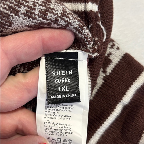 SHEIN Curve 1XL Brown and White sweater set - Picture 4 of 4